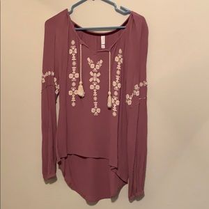 Lavender embroidered blouse